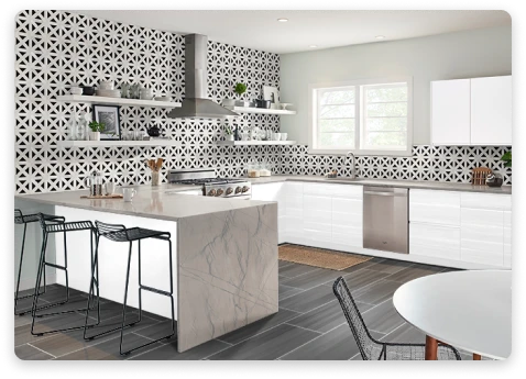 A photo of a kitchen design tool that allows users to visualize their dream kitchen. The tool allows users to choose from a variety of cabinets, countertops, appliances, and other features to create a kitchen that meets their needs and style.