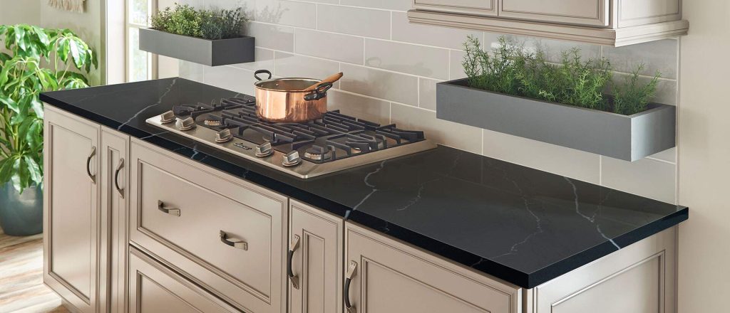 marquina midnight black quartz with white veins in Oak Creek, Milwaukee, Wisconsin
