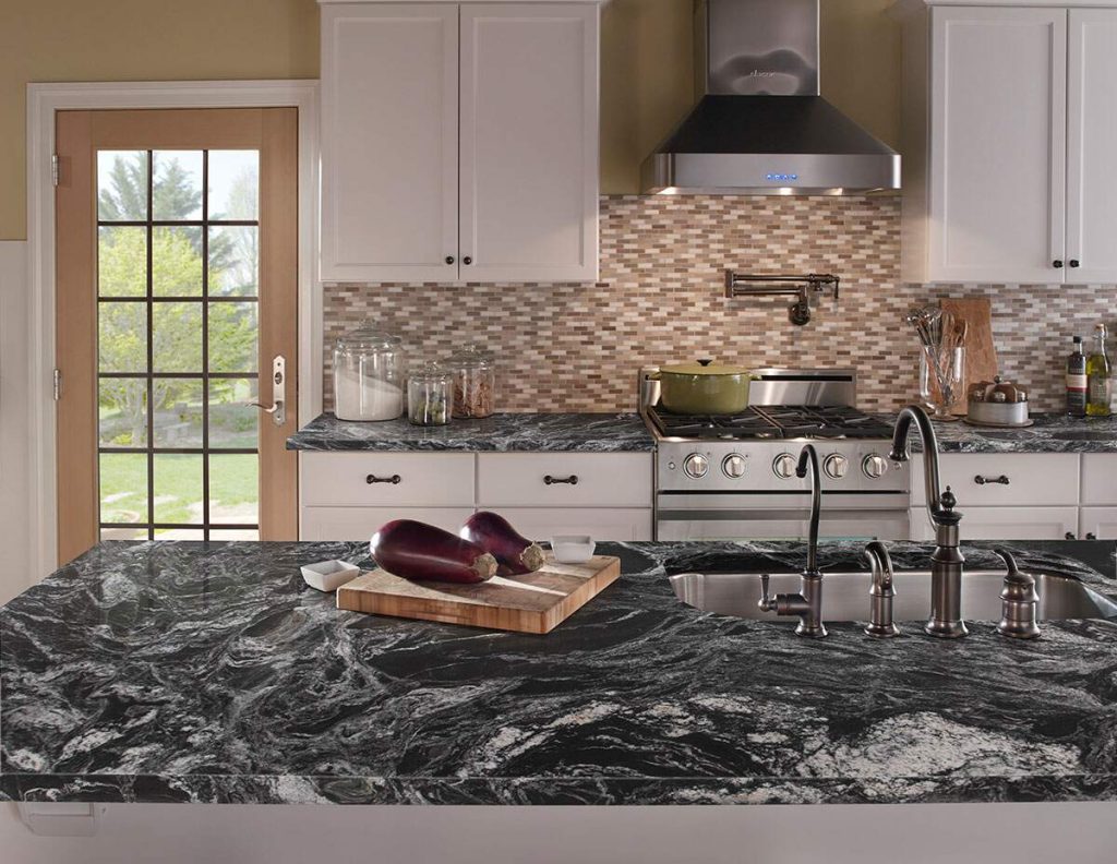 silver waves black granite with white veins Countertops in Milwaukee, Wisconsin