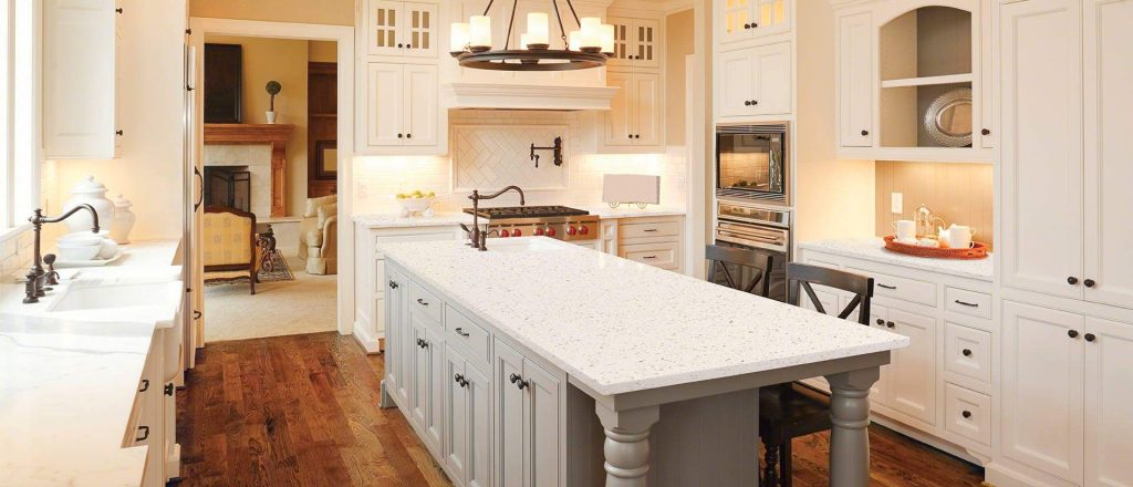 white quartz Countertops with sparkles - Badger Granite Store in Oak Creek, Milwaukee, Wisconsin