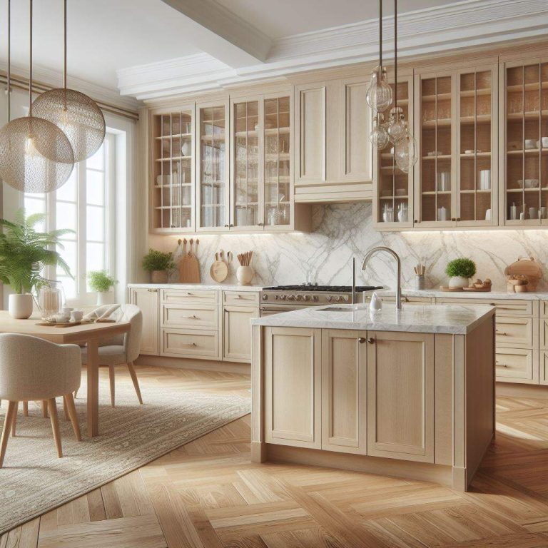 Elegant Quartz Countertops with Wood Cabinets