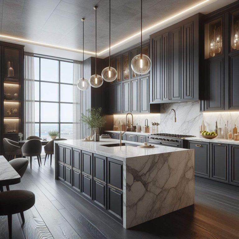 Quartz Countertops with Dark Cabinets - Badger Granite