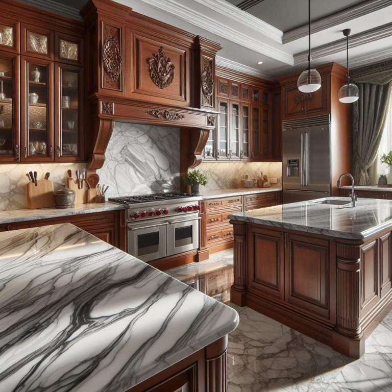 How to Style Marble Countertops with Cherry Cabinets