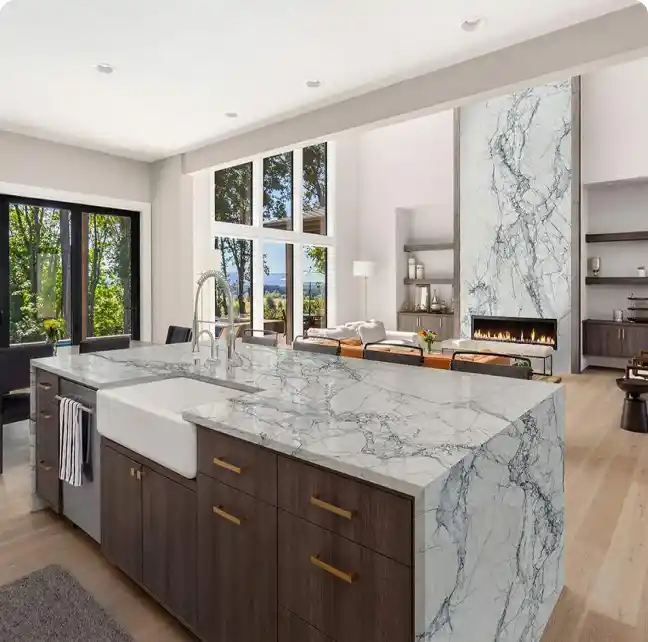 White Quartzite with Grey Veining